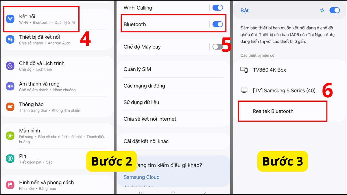 bật bluetooth với điện thoại
