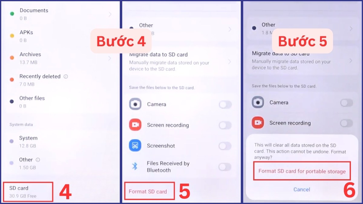 điện thoại realme không nhận thẻ nhớ