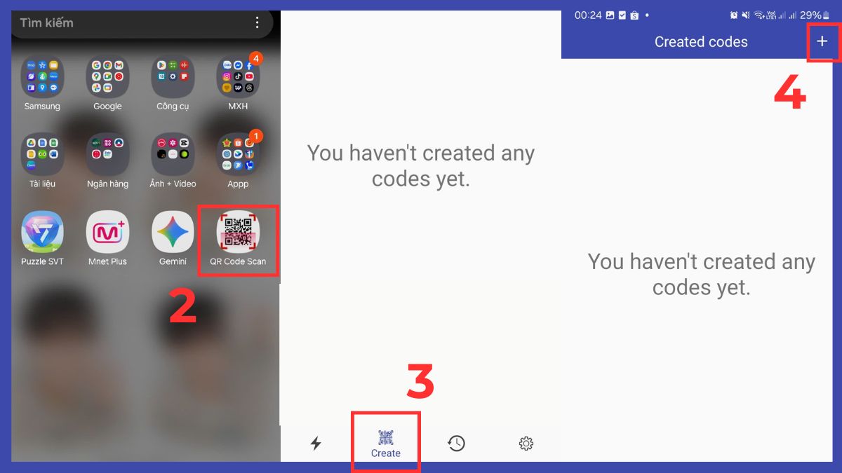 tạo Code bằng ứng dụng điện thoại