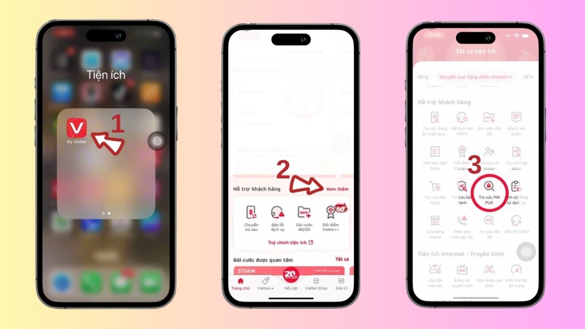 lấy mã puk qua app