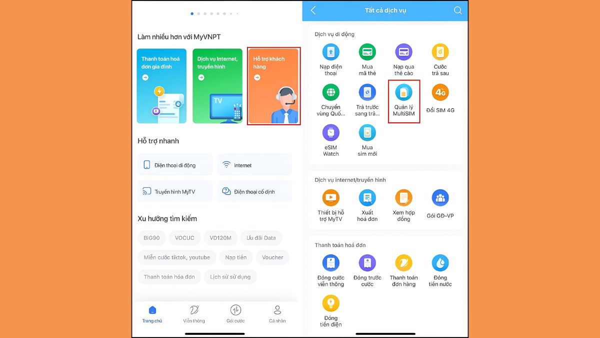 quản lý MultiSIM VinaPhone