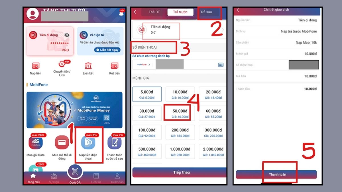 Nạp tiền MobiFone trả sau
