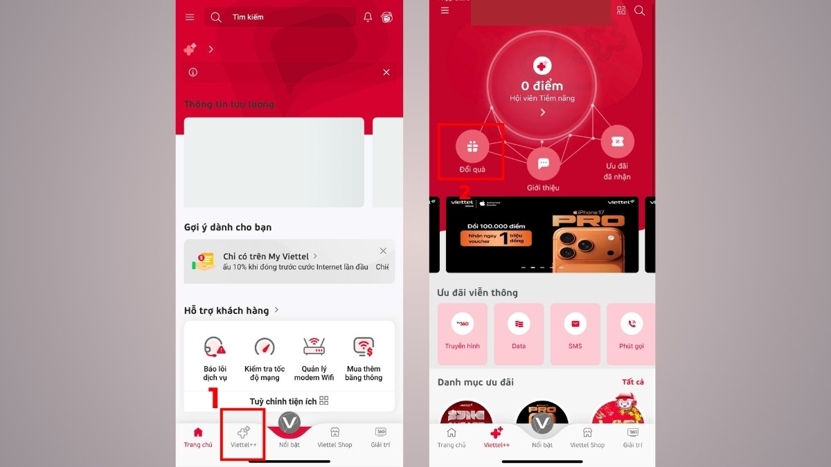 đổi điểm viettel++