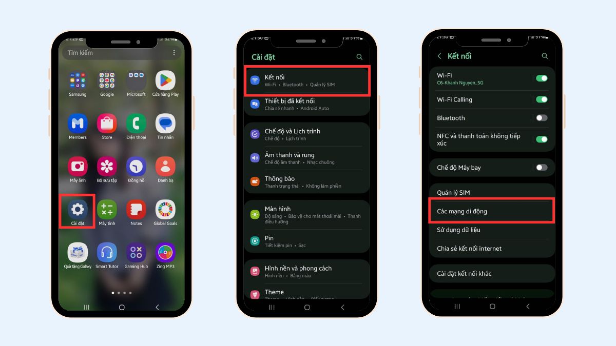 Cài đặt Bật Roaming VinaPhone tự động
