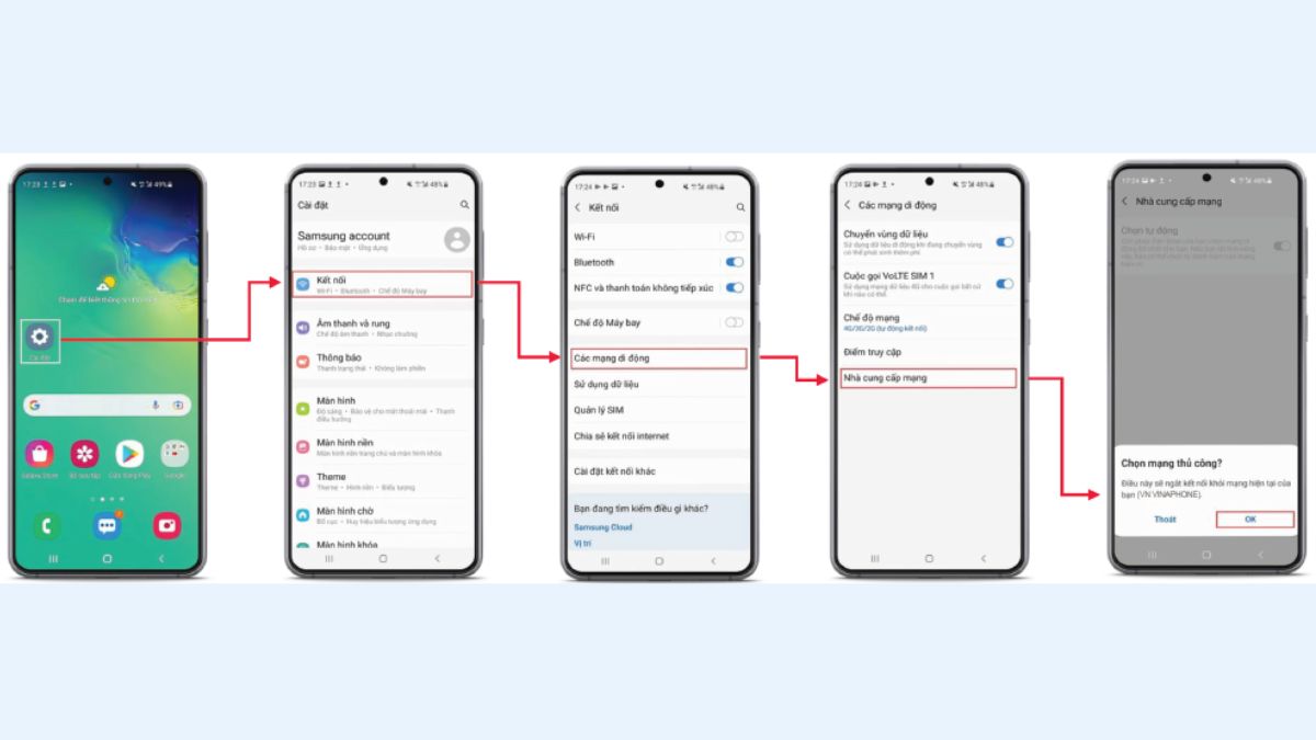 Bật Roaming VinaPhone thủ công