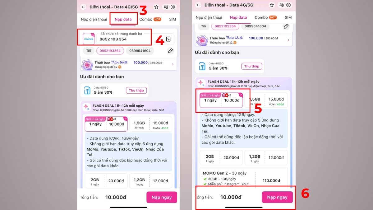 tặng gói cước 4g mobifone qua momo