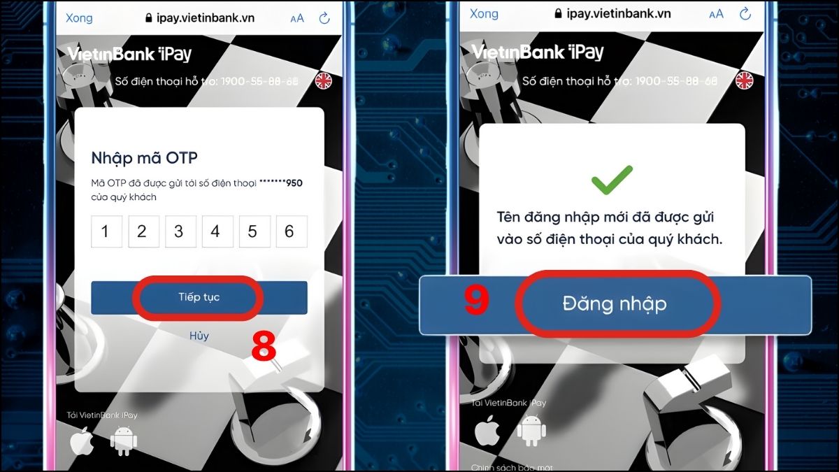 tên đăng nhập VietinBank OTP