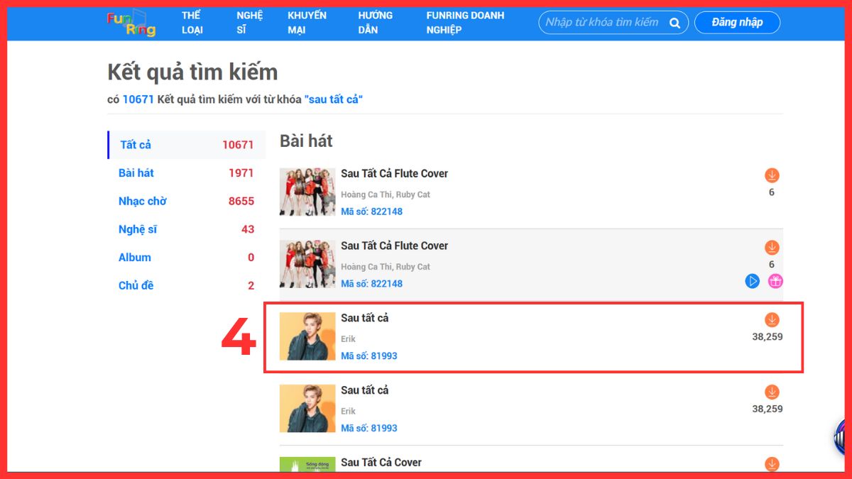 tra cứu mã số nhạc chờ mobi
