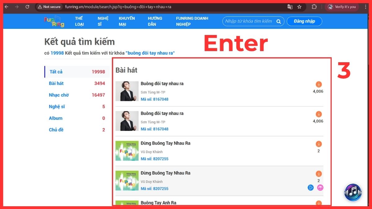 kết quả tìm nhạc chờ Mobifone