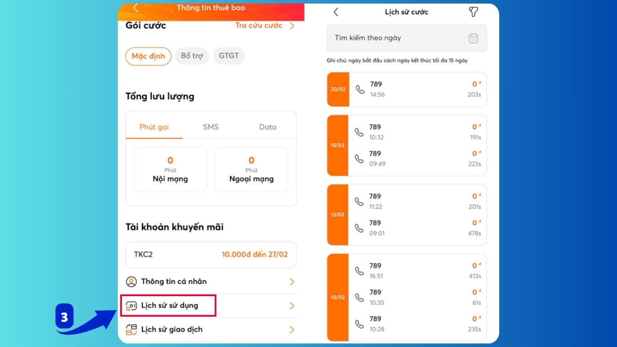tra cứu cuộc gọi đến Vietnamobile