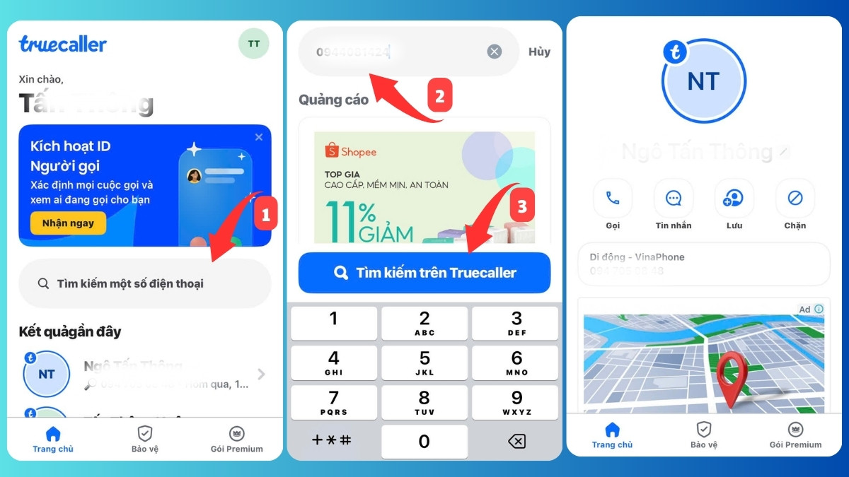 tra cứu cuộc gọi đến true caller
