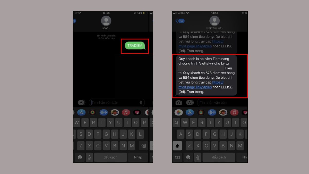 cách xem điểm viettel