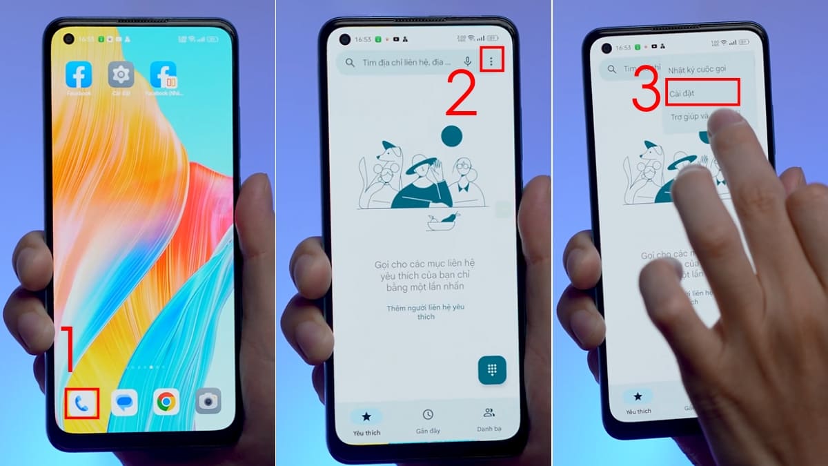 Hướng dẫn vào menu cài đặt để bật đọc tên người gọi đến android trên OPPO