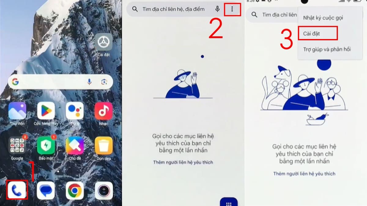 Vào cài đặt ứng dụng Điện thoại để bật đọc tên người gọi đến xiaomi