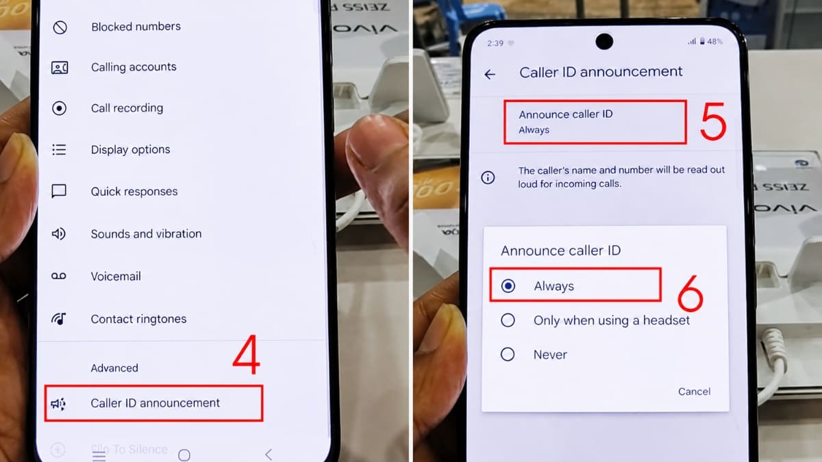 Thiết lập thông báo ID người gọi giúp đọc tên người gọi đến vivo chuẩn