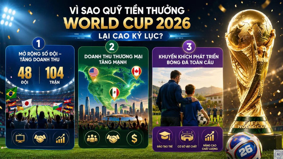 Lý do quỹ thưởng vô địch World Cup 2026 được bao nhiêu tiền tăng kỷ lục.