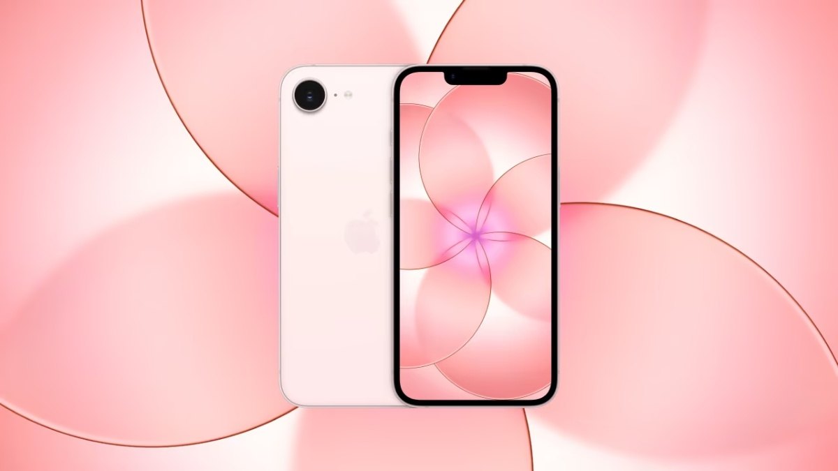 Điện thoại iPhone màu hồng 17e thiết kế sang trọng với mặt lưng nhạt tinh tế.