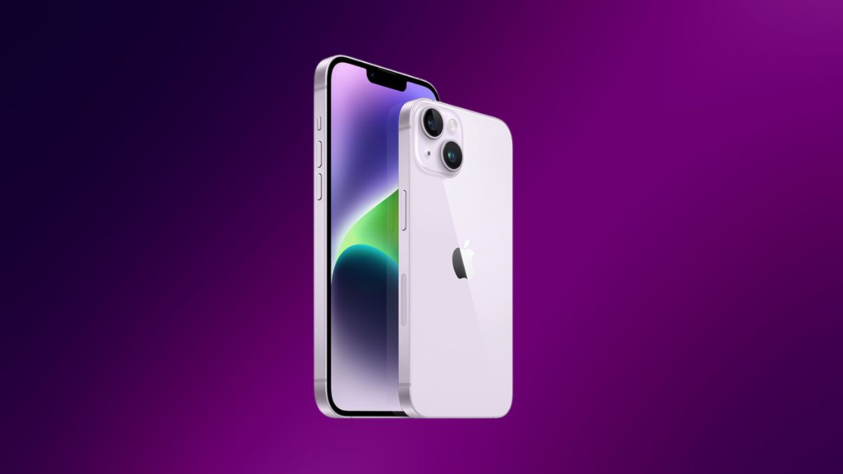 Điện thoại iPhone màu tím phiên bản iPhone 14 thiết kế cổ điển và màu sắc tinh tế.