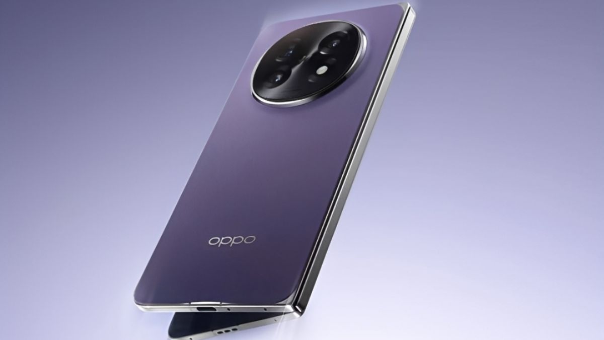 Mẫu điện thoại Oppo màu tím Find N5 thiết kế màn hình gập độc đáo và thời thượng.