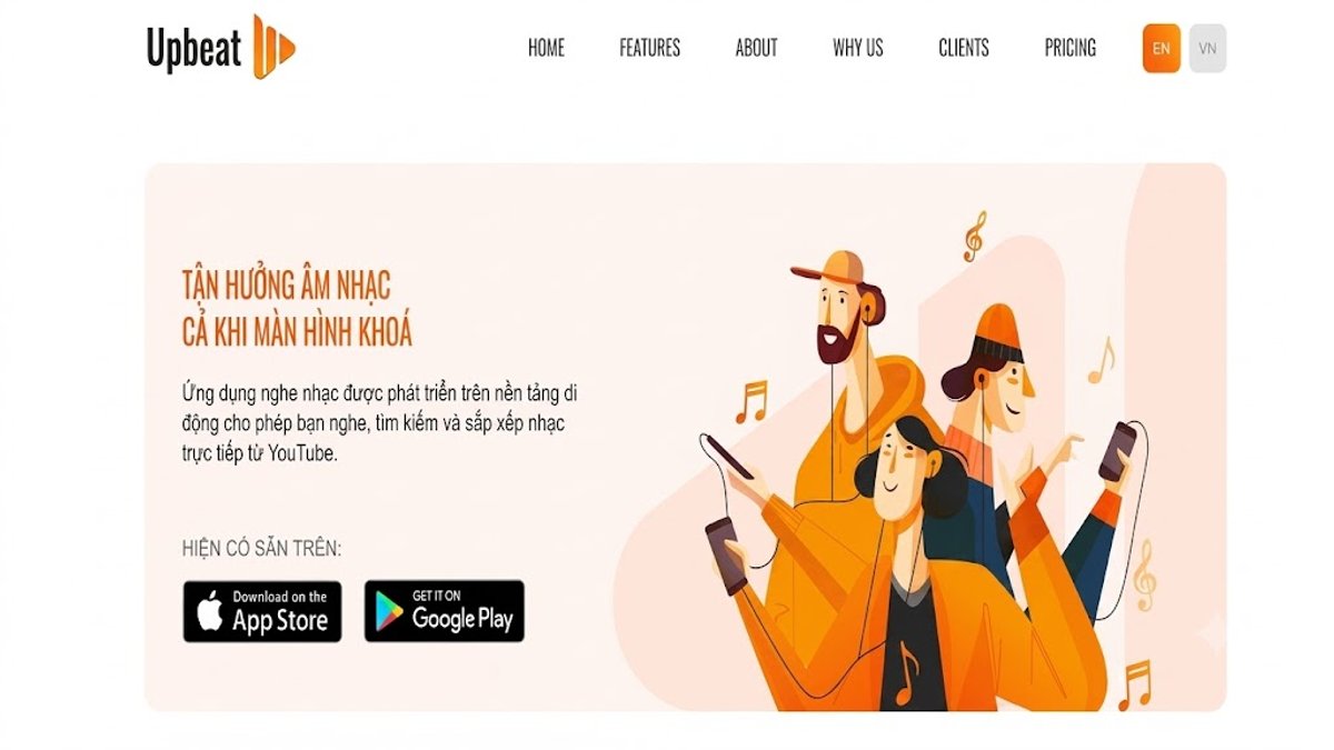 Giao diện Upbeat là ứng dụng thay thế YouTube trên iPhone và Android.