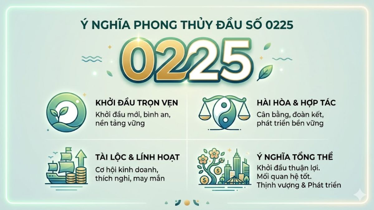 Bảng phân tích chi tiết ý nghĩa phong thủy tốt lành đầu số 0225 là mạng gì