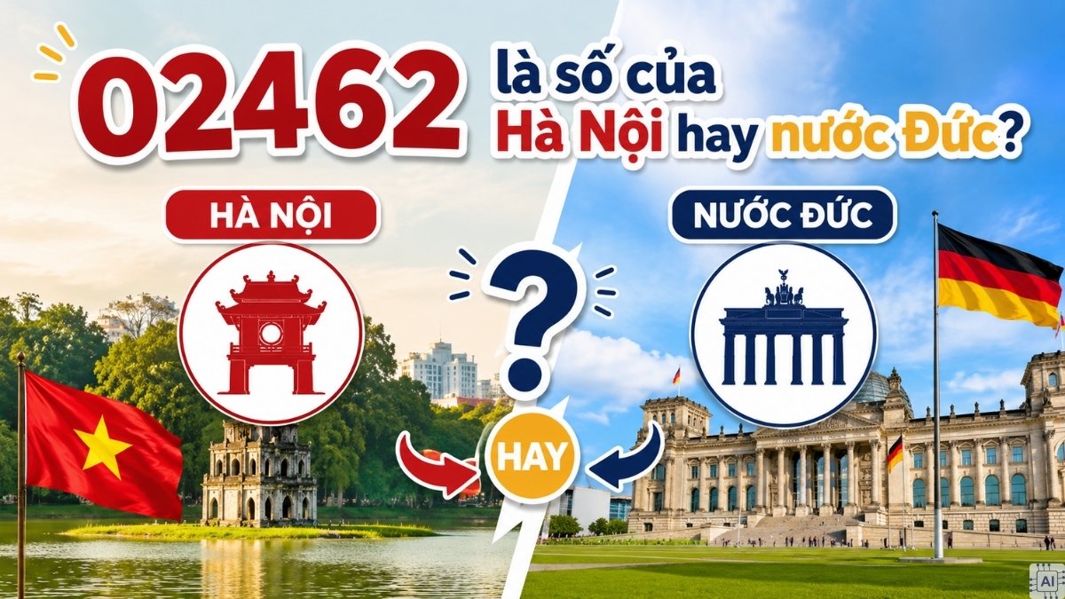 Đồ họa so sánh biểu tượng Hà Nội và nước Đức để biết 02462 là mạng gì