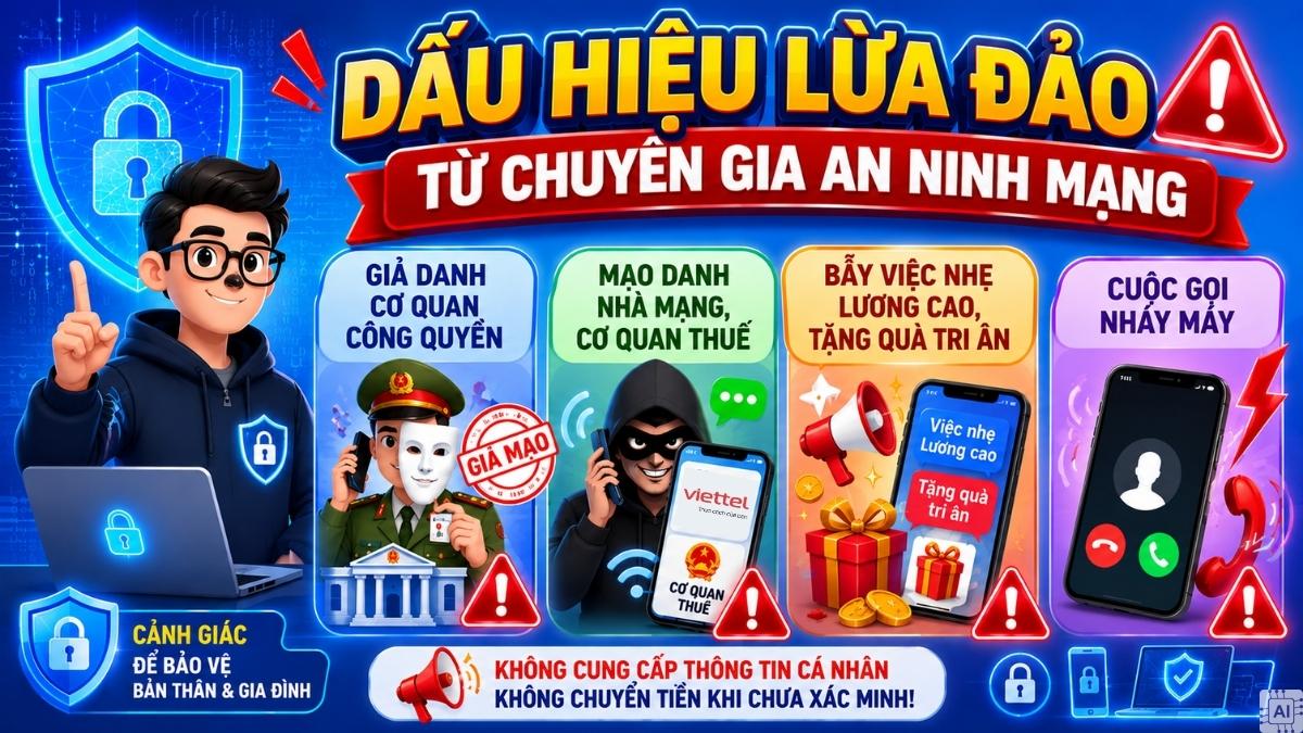 Infographic 4 dấu hiệu nhận biết cuộc gọi lừa đảo từ đầu số 02462 là mạng gì