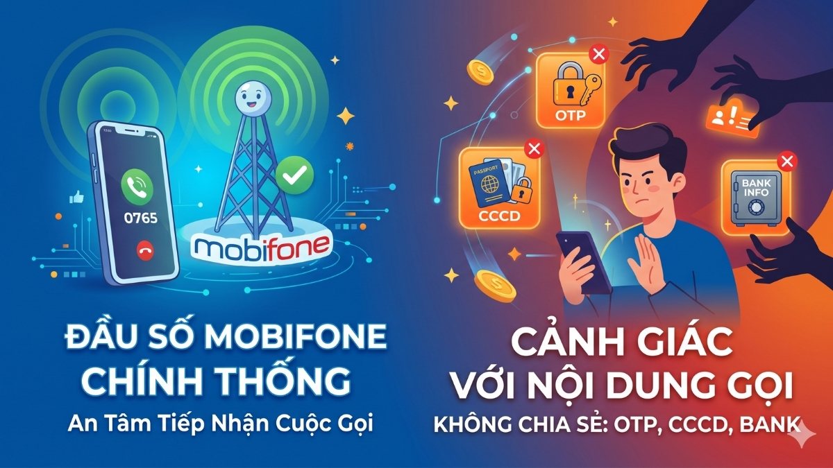 Đồ họa hướng dẫn cảnh giác bảo mật khi tìm hiểu số 0765 là mạng nào