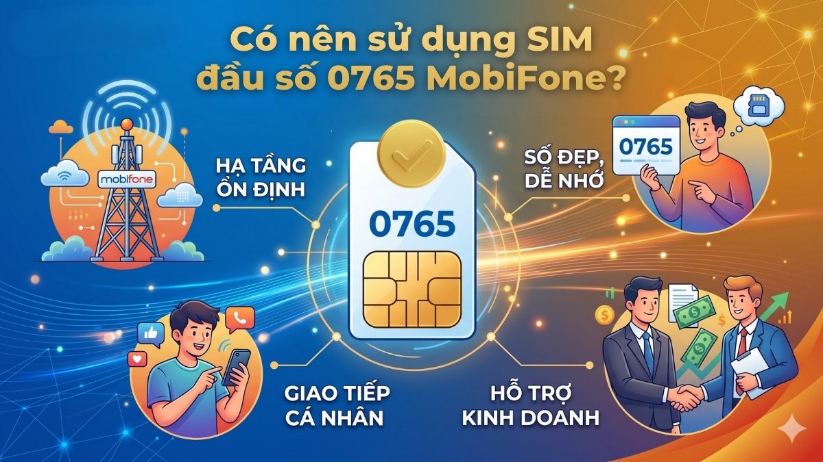 Infographic tổng hợp 4 lợi ích viễn thông của đầu số 0765 là mạng nào