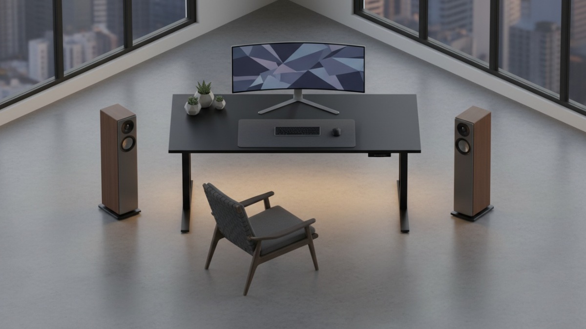 Bố trí vị trí đặt loa theo tam giác đều để tránh hiện tượng 2 loa nghe không đều.