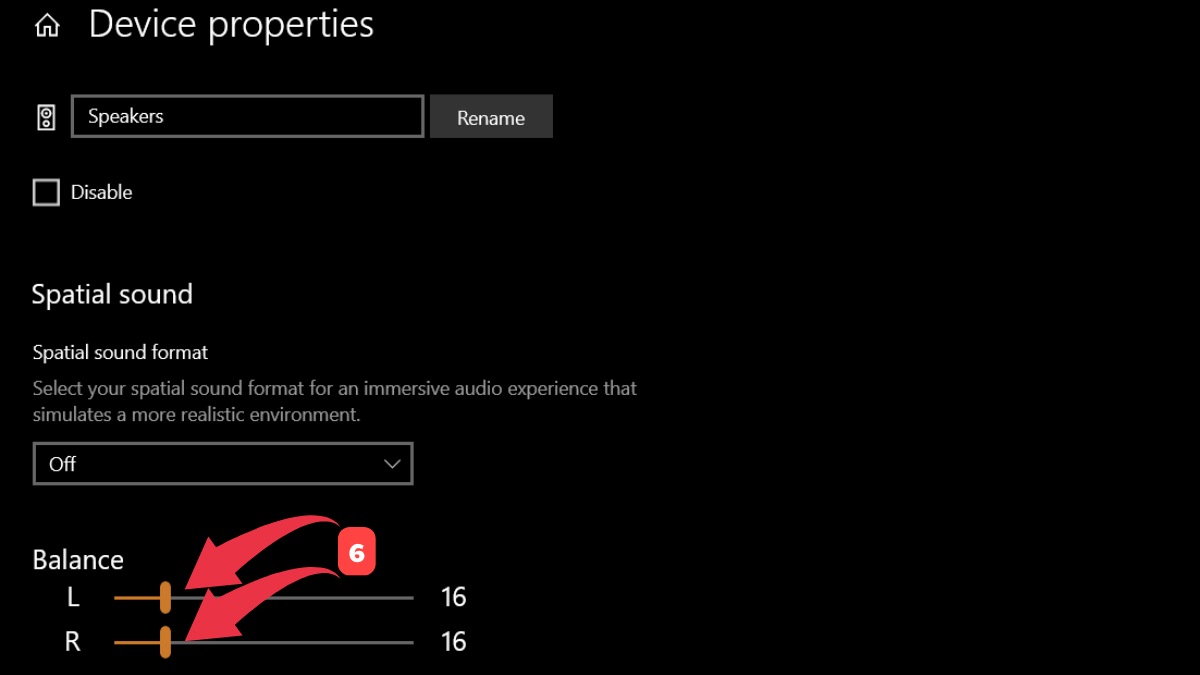 Cân bằng thanh trượt Left và Right để khắc phục lỗi loa bên to bên nhỏ trên Windows.