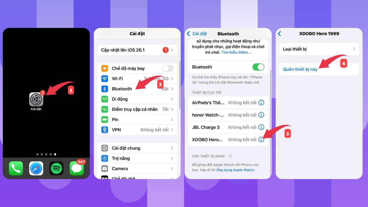 Quên thiết bị Bluetooth để reset và sửa lỗi loa bluetooth nghe không đều hiệu quả.