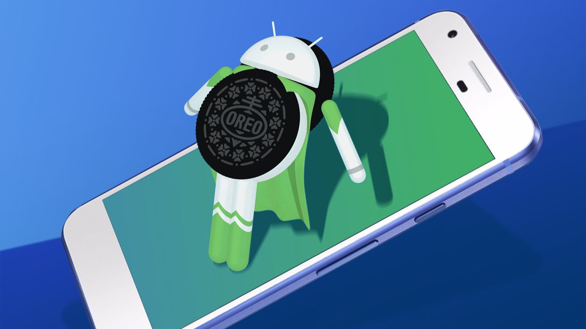 robot android giữ bánh oreo trên màn hình điện thoại, minh họa các thiết bị hỗ trợ cập nhật phần mềm android oreo.