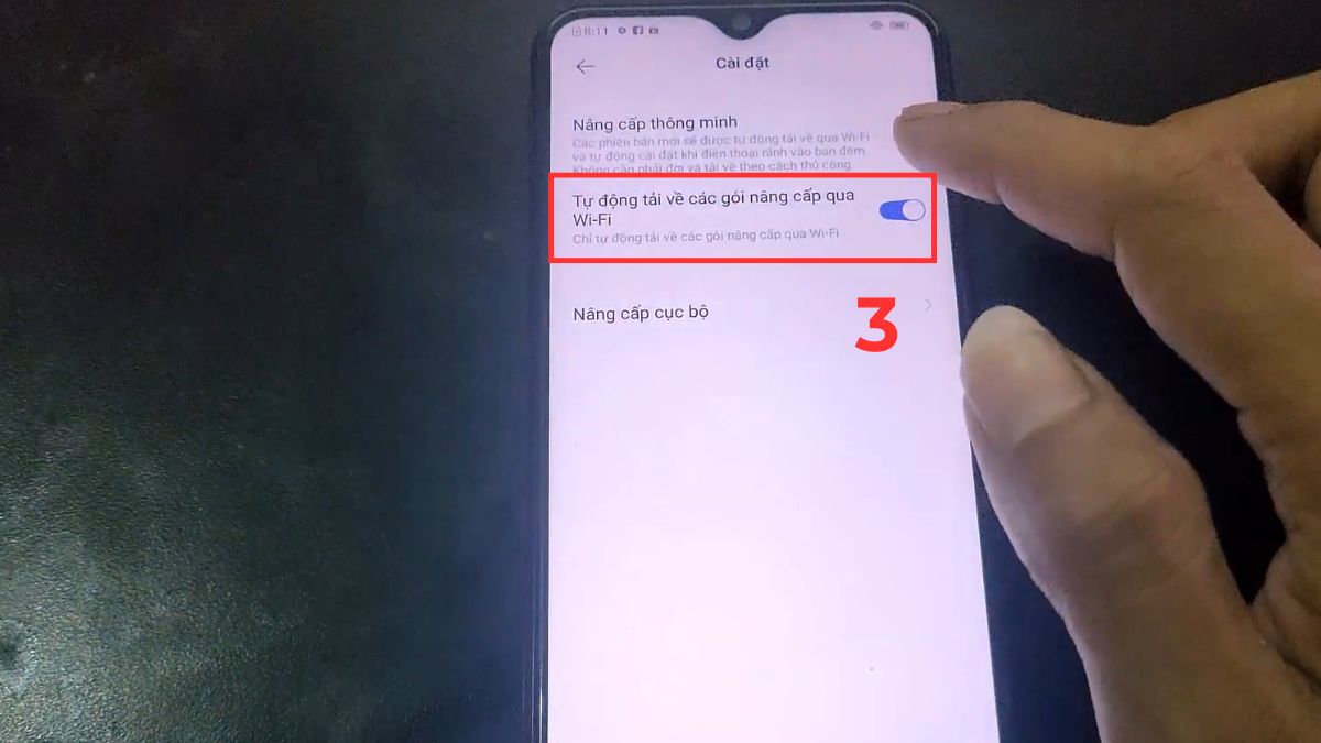 Hướng dẫn cách tắt cập nhật phần mềm trên Android cho Vivo bằng cách tắt tùy chọn Tự động tải về các gói nâng cấp qua Wi-Fi.