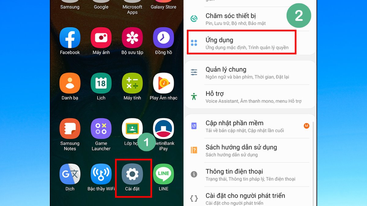 Vào Cài đặt > Ứng dụng để gỡ bản cập nhật, sửa lỗi phương thức thanh toán bị từ chối ch play