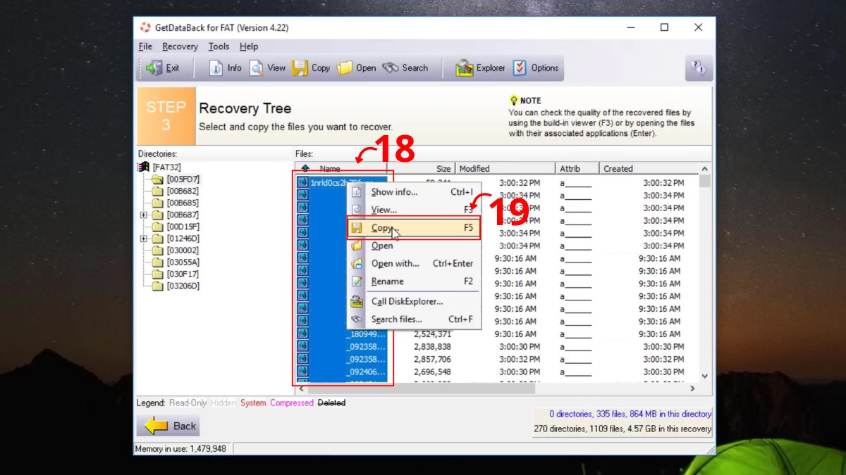 Chuột phải chọn Copy để cứu dữ liệu khi bị lỗi không nhận thẻ nhớ trên điện thoại.