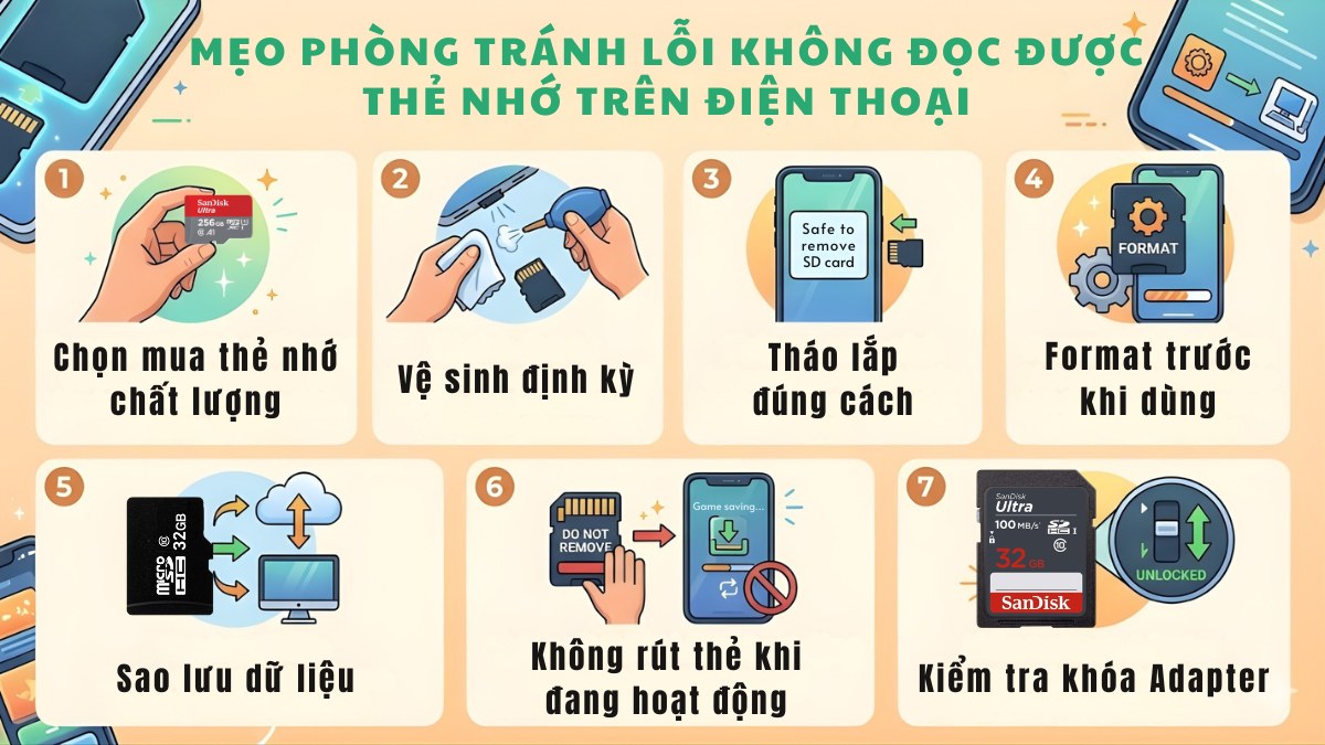 Mẹo sử dụng và cách sửa lỗi điện thoại không nhận thẻ nhớ bền bỉ nhất.
