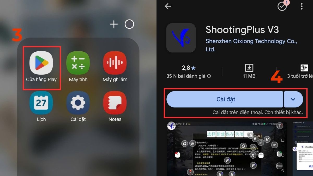 Tìm kiếm và tải app hỗ trợ chơi game bằng bàn phím bluetooth trên CH Play.