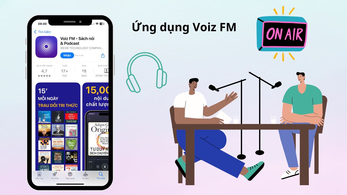 App nghe podcast tiếng việt Voiz FM chuyên về nội dung sách nói và phát triển bản thân.
