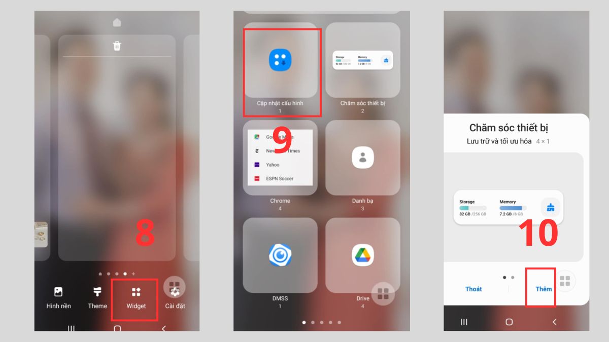 Đưa widget WidgetClub ra màn hình chính, là app trang trí màn hình điện thoại android.