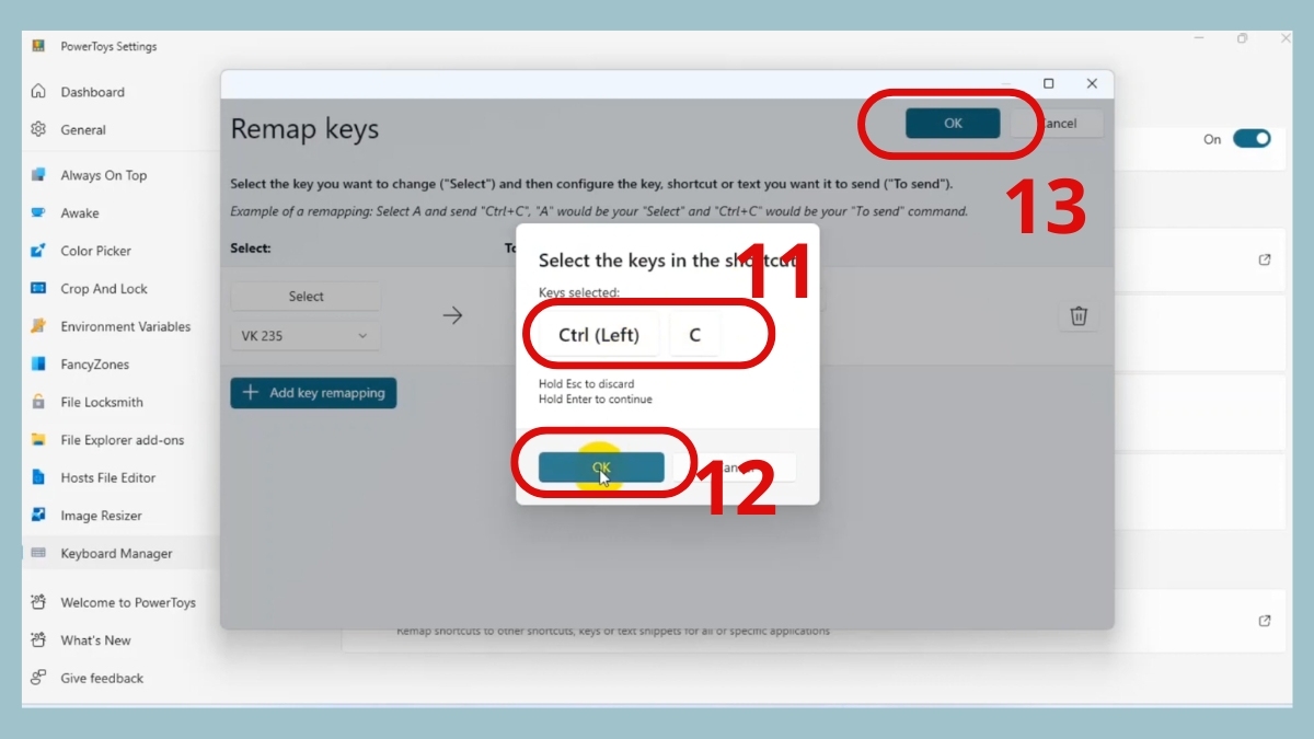 Hoàn tất gán phím chức năng mới cho bàn phím không có phím Fn.