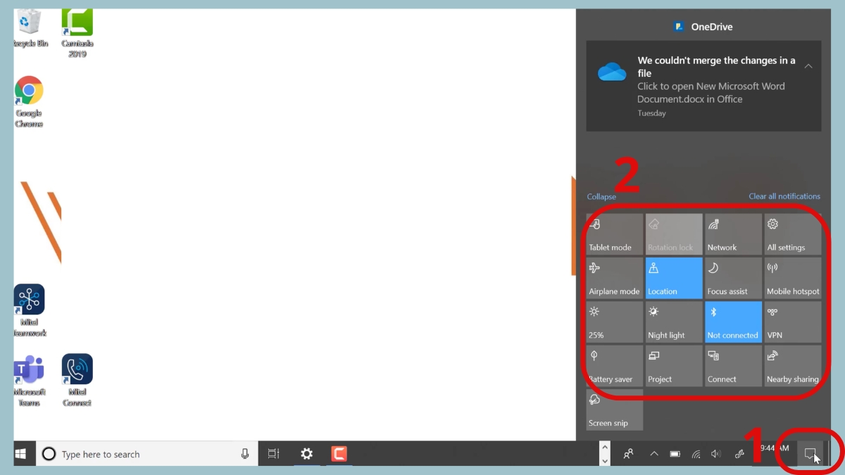 Tinh chỉnh nhanh Action Center khi bàn phím không có phím Fn để thay đổi độ sáng.