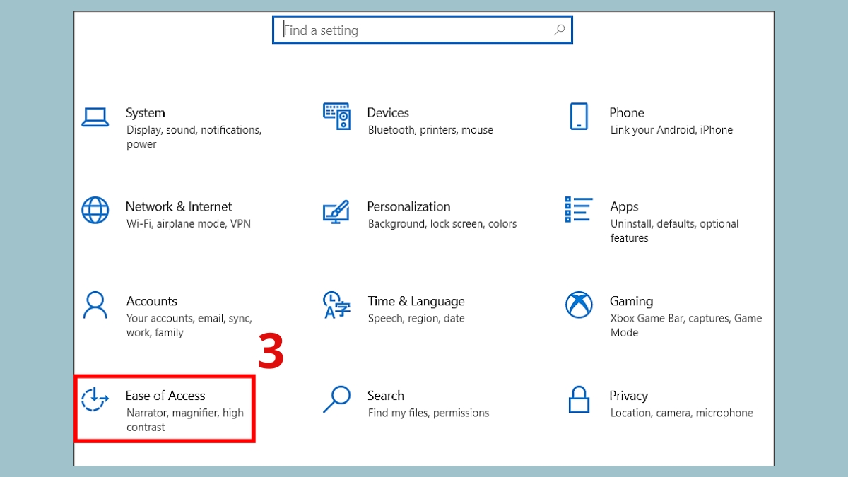 Vào thiết lập Ease of Access hỗ trợ sử dụng bàn phím không có phím Fn.