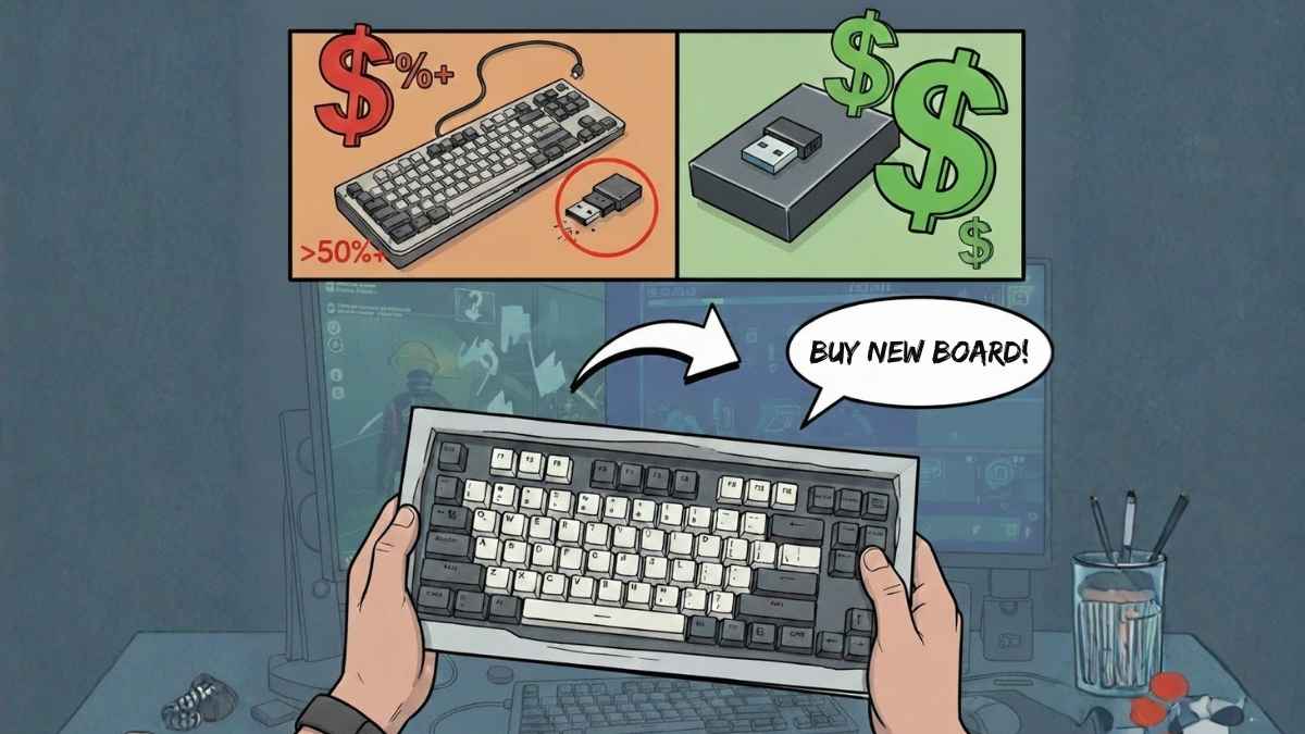 Nâng cấp bàn phím không dây dùng Bluetooth hiện đại để tránh thất lạc đầu thu.