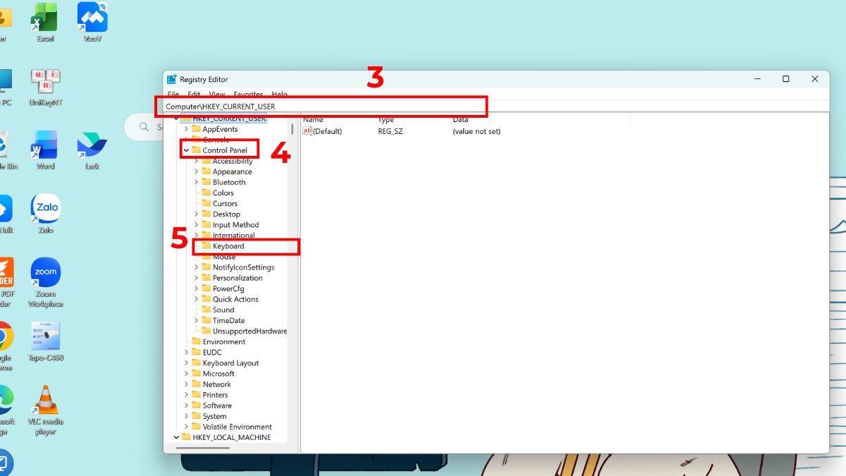 Điều hướng đường dẫn Registry để khắc phục bàn phím máy tính bàn bị khóa không gõ được.