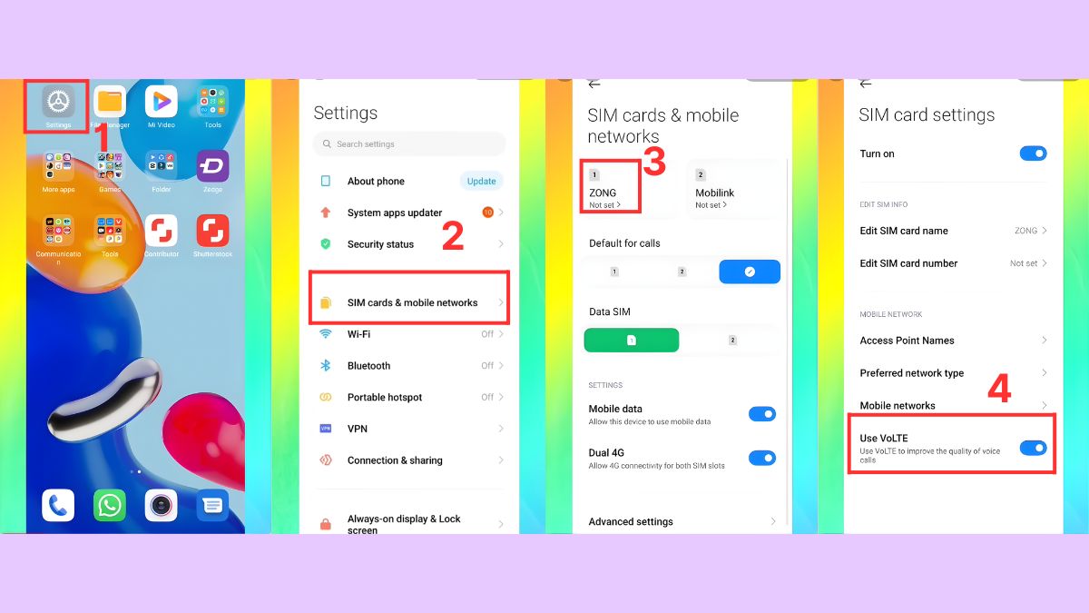 hướng dẫn bật VoLTE trên điện thoại Xiaomi vào Cài đặt