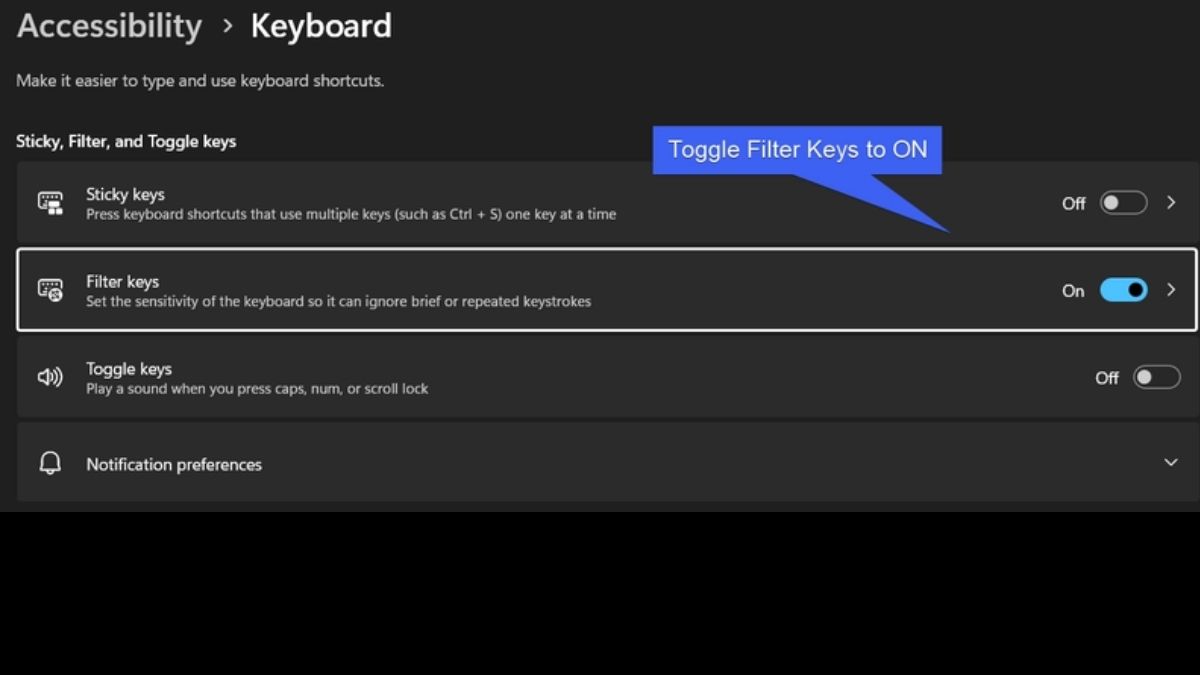 Bật tính năng Filter Keys trong phần cài đặt bàn phím trên máy tính để tránh lặp phím.