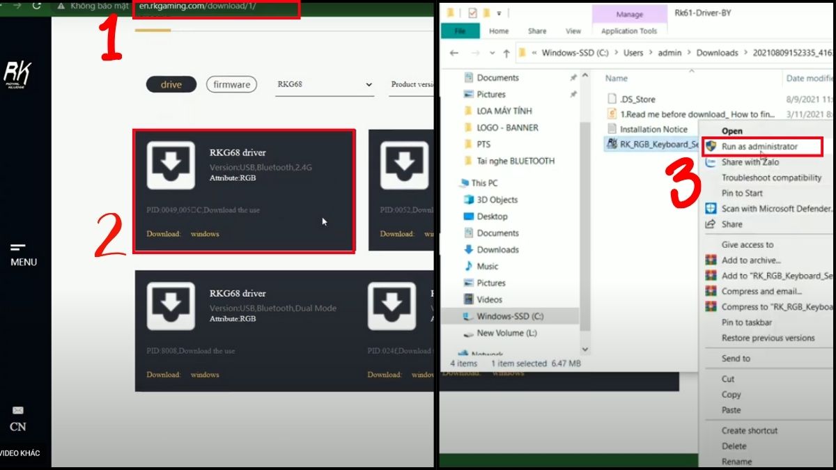 Tải và chạy driver chuyên dụng để cài đặt bàn phím máy tính cơ và gaming.