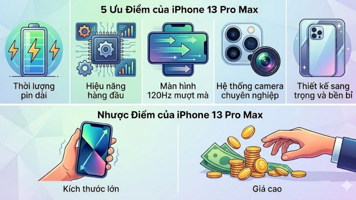 Bảng tổng hợp ưu nhược điểm và các tính năng của iphone 13 pro max