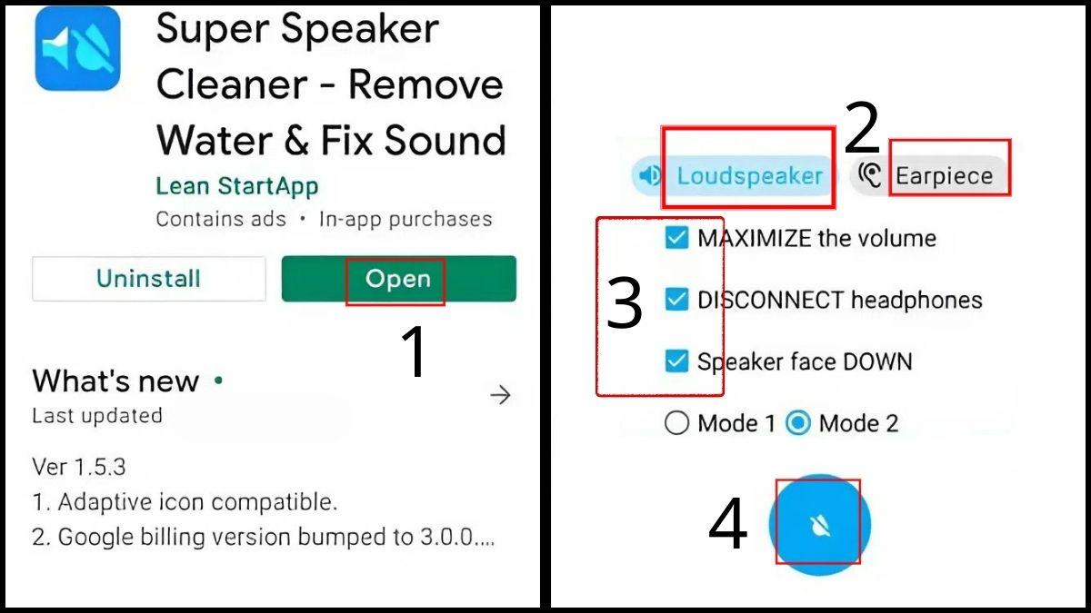 Hướng dẫn chọn chế độ làm sạch sâu trên ứng dụng Super Speaker Cleaner cho Android.